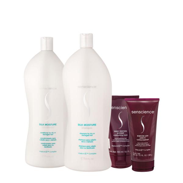 Imagem de Kit Senscience Silk Moisture Lock Intensif Salon Total Leave-in 150 (4 produtos)