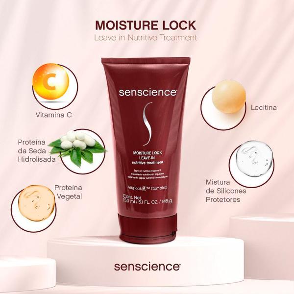 Imagem de Kit Senscience Silk Moisture Lock Intensif Shampoo G Máscara Leave-in (3 produtos)