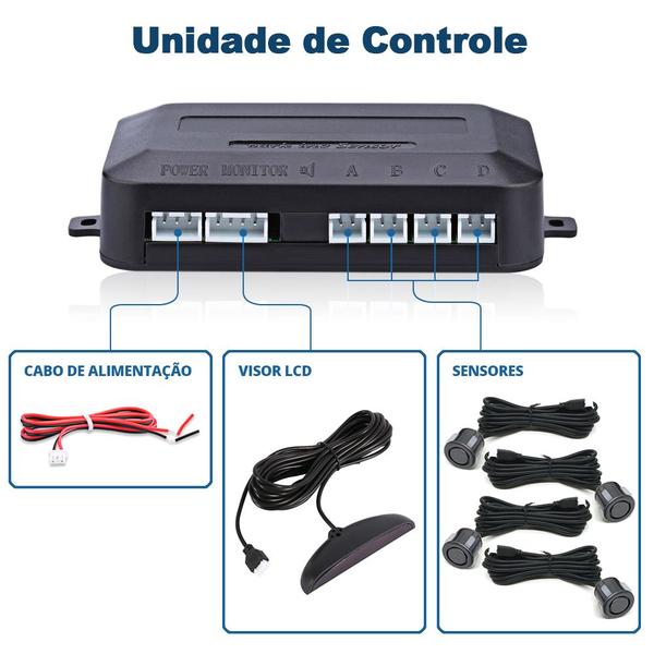 Imagem de Kit Sensor de Ré Cinza + Câmera de Ré Fiat Doblo 2008 2009 2010 2011 2012 2013 2014 Estacionamento Chumbo Grafite