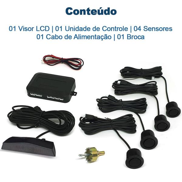 Imagem de Kit Sensor de Ré Preto Fosco Emborrachado + Câmera de Ré Honda HRV HR-V 2015 2016 Estacionamento