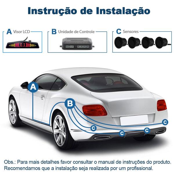 Imagem de Kit Sensor de Ré Preto Fosco Emborrachado + Câmera de Ré Traseira Ford Fiesta 2003 2004 2005 2006 Estacionamento Aviso Sonoro