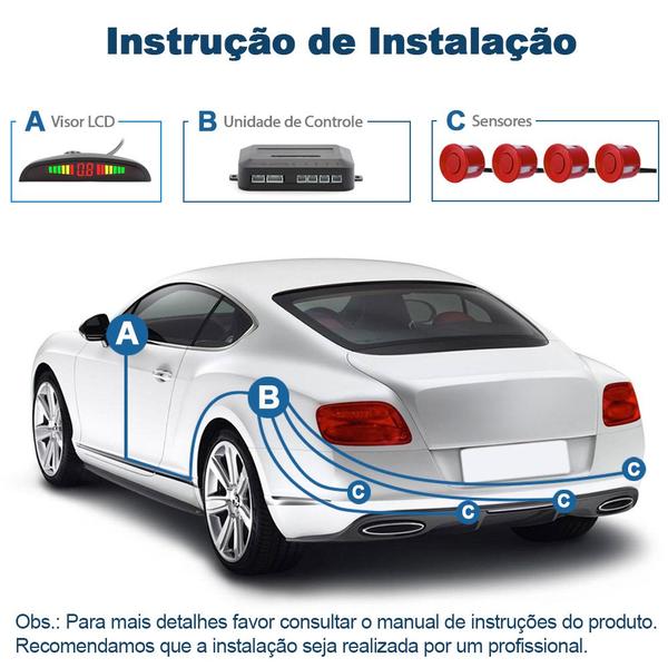 Imagem de Kit Sensor de Ré Vermelho + Câmera de Ré Ford Fiesta 2012 2013 2014 2015 2016 Estacionamento