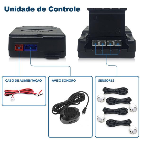 Imagem de Kit Sensores Dianteiros Branco Citroen C5 2007 2008 2009 2010 2011 2012 Estacionamento Frontais Frente Buzzer 4 Pontos