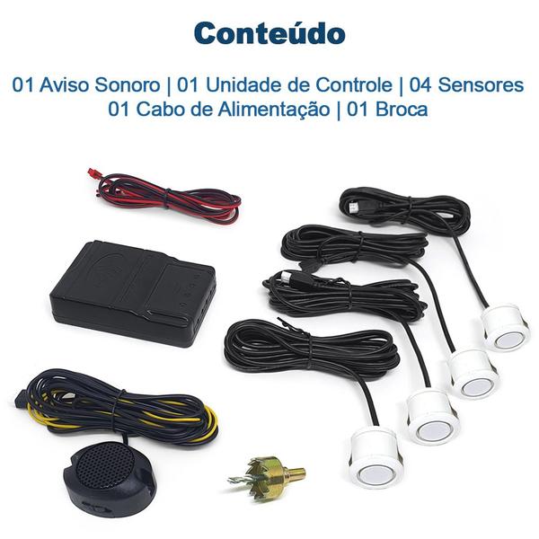 Imagem de Kit Sensores Dianteiros Branco Toyota Hilux 1998 1999 2000 2001 Estacionamento Frontal Frente Aviso Sonoro