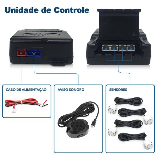 Imagem de Kit Sensores Dianteiros Branco VW Fox 2010 2011 2012 2013 2014 2015 2016 Estacionamento Frontal