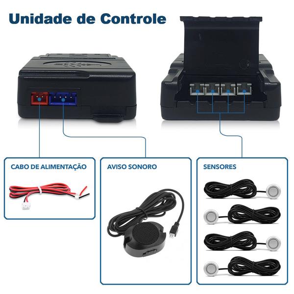 Imagem de Kit Sensores Dianteiros Prata Chevrolet Meriva 2002 2003 2004 2005 2006 2007 Estacionamento Frontal