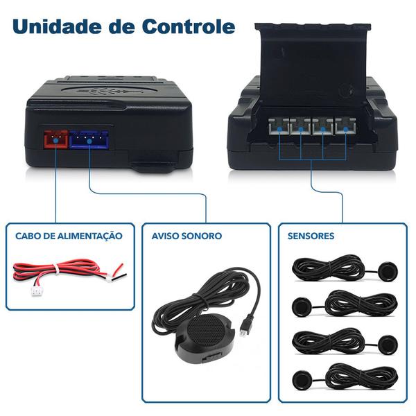 Imagem de Kit Sensores Dianteiros Preto Chevrolet Agile 2012 2013 2014 2015 2016 Estacionamento Frontais Frente Buzzer 4 Pontos