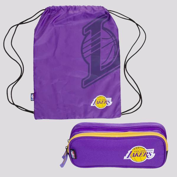 Imagem de Kit Sestini Mochila Saquinho e Estojo Lakers Roxo