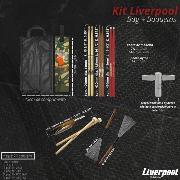 Imagem de Kit Set Baquetas Diversas + Bag Com01 Liverpool