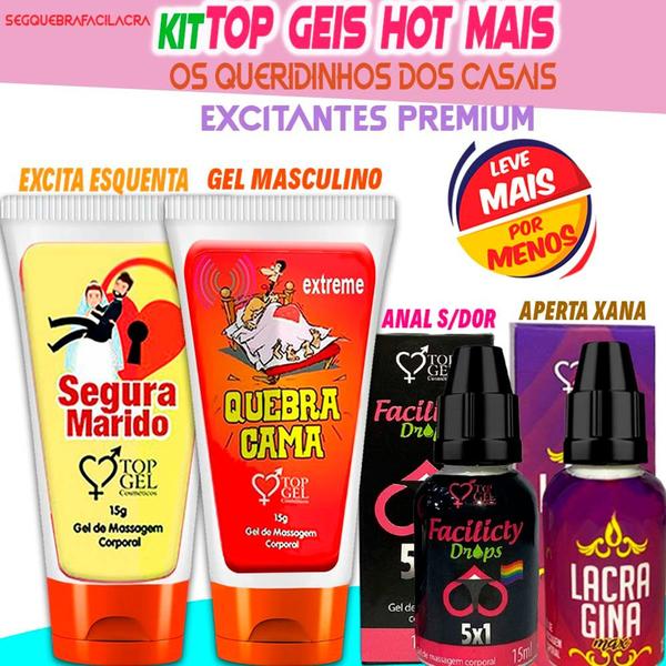 Imagem de Kit  Sex Shop 4 Lubrificantes Intimos Sexy Protudos Eróticos Atacado sexual casais