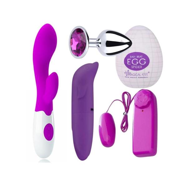 Imagem de Kit Sex Shop Golfinho + Bullet + Rabbit 10 + Plug Anal + Egg