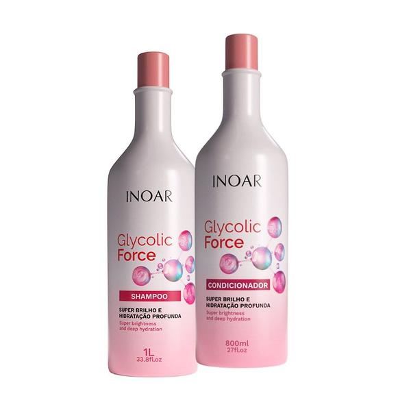 Imagem de Kit Shampoo 1L e Condicionador 800ml Glycolic Force Inoar