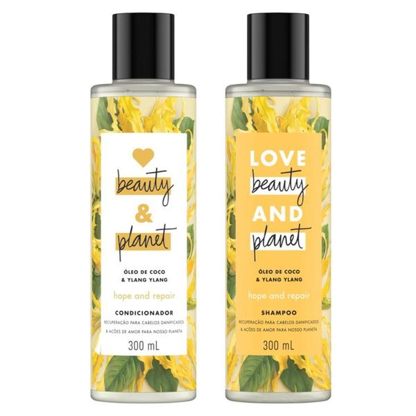 Imagem de Kit Shampoo 300ml + Condicionador Love Beauty & Planet Hope and Repair 300ml