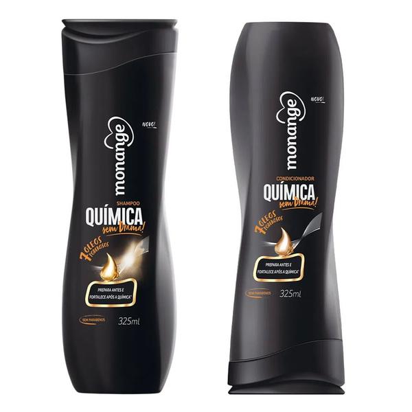 Imagem de Kit Shampoo 325ml e Condicionador 325ml Monange Química Sem Drama