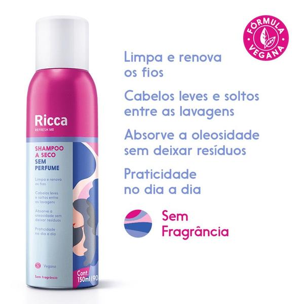 Imagem de Kit Shampoo a Seco Neutro Sem Perfume e Condicionador A Seco Segunda Chance Ricca 150ml