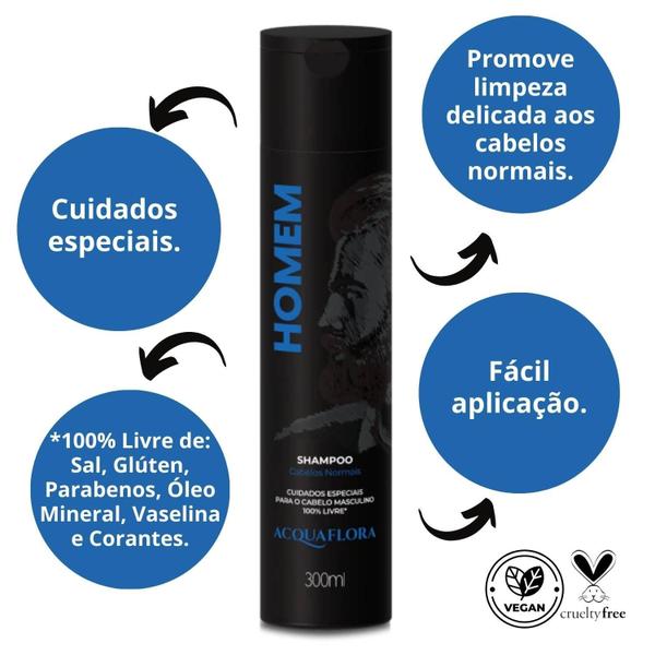 Imagem de Kit Shampoo Acquaflora Homem Cabelos Normais Com 4 300ml