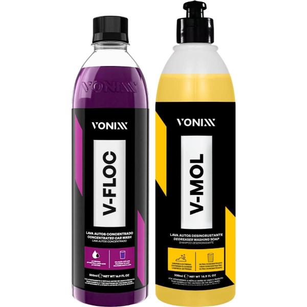 Kit Shampoo Automotivo Vonixx  VFLOC e VMOL 500ml  Limpeza Pesada e Brilho Seguro