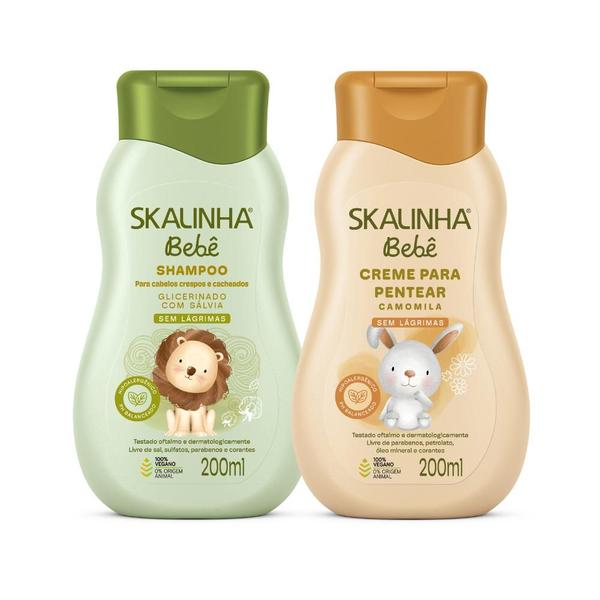 Imagem de Kit Shampoo Cachinhos E Creme Pentear Bebê Vegano Skalinha