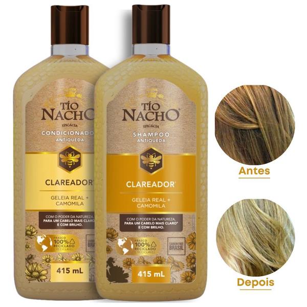 Imagem de Kit Shampoo Clareador 415ml + Condicionador Clareador 415ml Tio Nacho