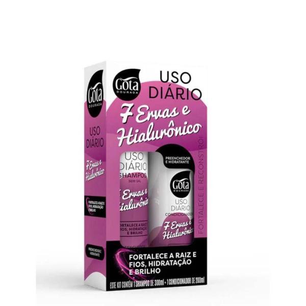 Imagem de Kit Shampoo/Condicionador 7 Ervas e Hialurônico - Gota Dourada