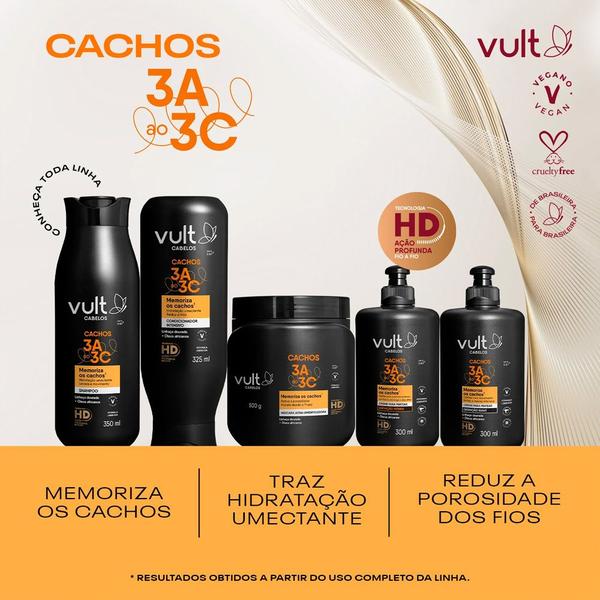 Imagem de Kit Shampoo Condicionador Creme Definição Suave Cabelos Cacheados 3A 3B 3C Hidratação Cachos Vult