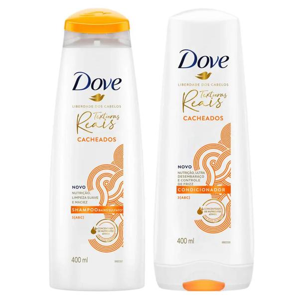 Imagem de Kit Shampoo Condicionador Dove Texturas Reais Cabelos Cacheados 400ml Cada