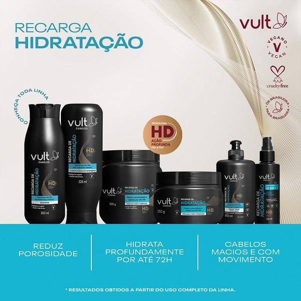 Imagem de Kit Shampoo Condicionador e Creme de Pentear Recarga de Hidratação Hidratante Cabelos Vult