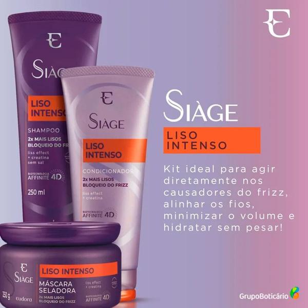 Imagem de Kit Shampoo Condicionador e Máscara Liso Intenso Siàge