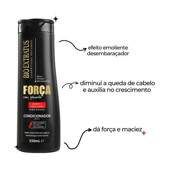 Imagem de Kit Shampoo + Condicionador Força 350ml + Máscara 90g Bio Extratus Fortalece o Cabelo