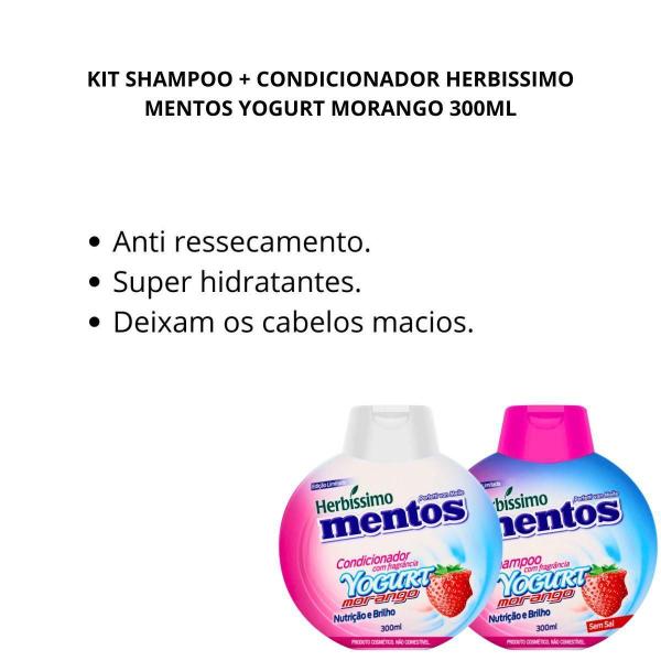 Imagem de Kit Shampoo + Condicionador Herbissimo Mentos Yogurt Morango