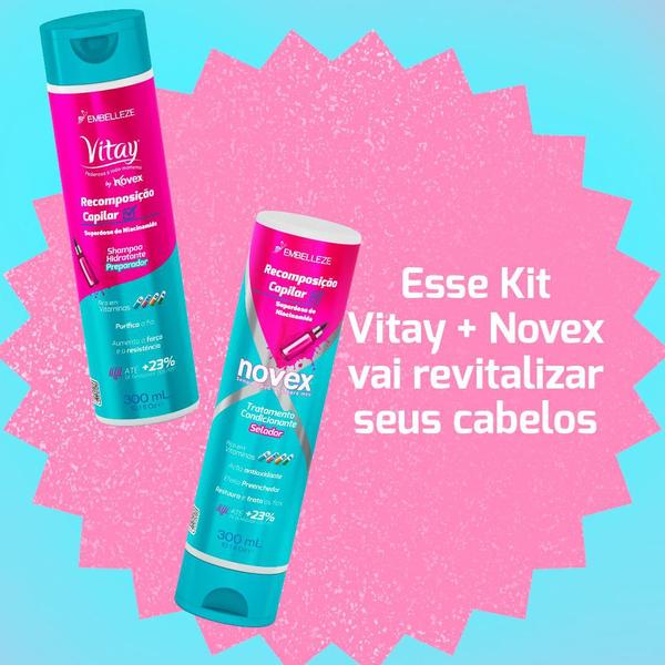 Imagem de Kit Shampoo Condicionador Recomposição Capilar Vitay  Novex