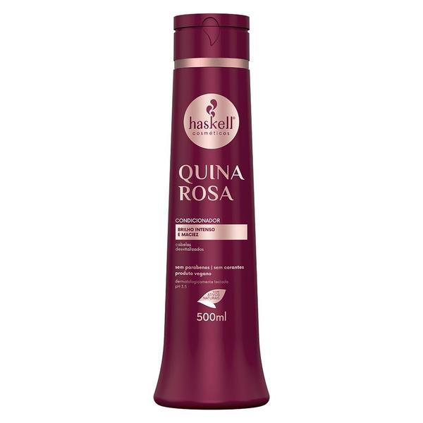 Imagem de Kit Shampoo e Condicionador 500ml Quina Rosa Haskell Para Cabelos Desvitalizados Brilho Intenso e Maciez