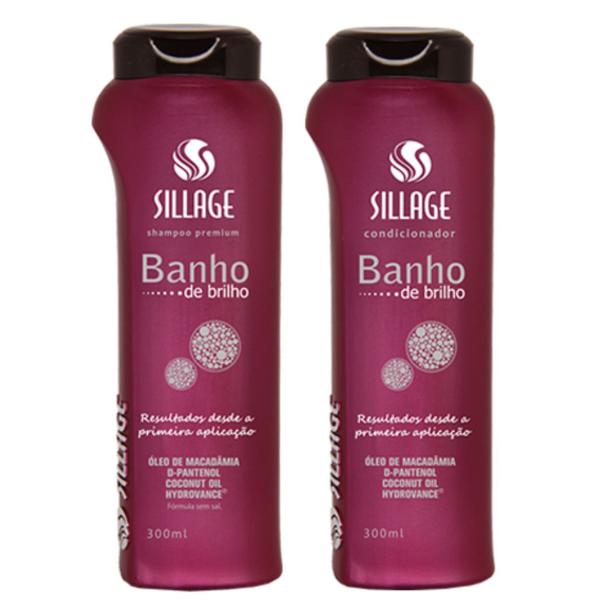 Imagem de Kit Shampoo E Condicionador Banho De Brilho Sillage 300ml