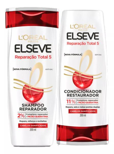 Imagem de Kit Shampoo e Condicionador Elseve Reparação Total 5 Loreal Paris 200ml Cicatri-Ceramida Plástis - L'Oréal Paris