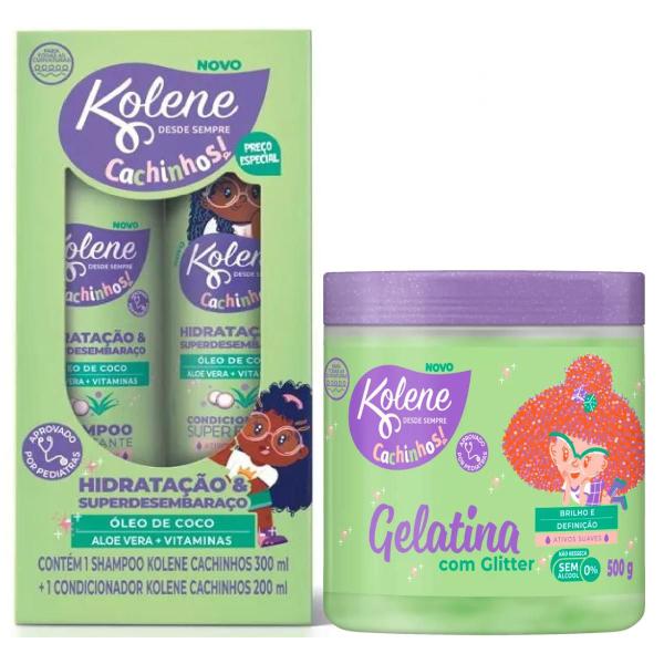 Imagem de Kit Shampoo e Condicionador Kolene Cachinhos + Gelatina