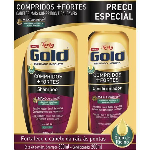 Imagem de Kit Shampoo E Condicionador Niely Gold Óleo De Rícino