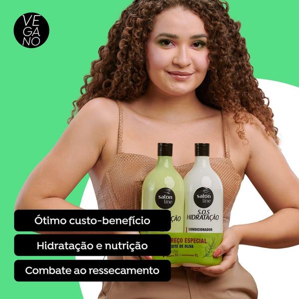 Imagem de Kit Shampoo E Condicionador Salon Line SOS Hidratação Azeite De Oliva 1L