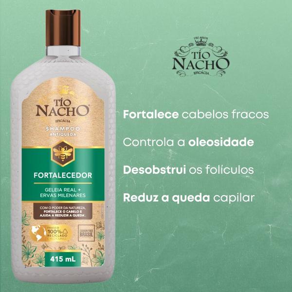 Imagem de Kit Shampoo Fortalecedor Antiqueda Capilar 415ml + Condicionador Fortalecedor 415ml Tio Nacho Queda Cabelo Capilar