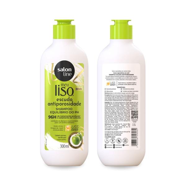 Imagem de Kit Shampoo Limpeza Profunda + Condicionador Hidratante + Creme de Pentear Finalização Escudo Antiporos Controle do Ph, Salon Line