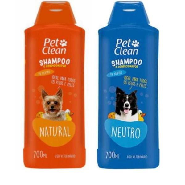 Imagem de Kit Shampoo Natural + Shampoo Neutro Pet Clean Cães Gatos