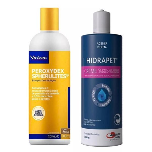 Imagem de Kit Shampoo Peroxydex Spherulites e Hidrapet Creme 500ml para Pet Cães e Gatos