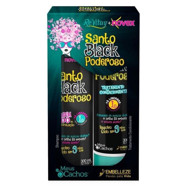 Imagem de Kit Shampoo + Tratamento Condicionante Revitay Novex Santo Black Poderoso 300ml