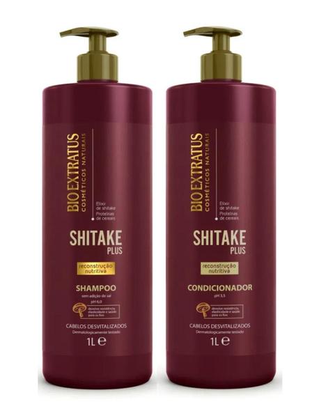 Imagem de Kit Shitake Plus DUO (Shampoo e Condicionador 1 L) - Bio Extratus - Reconstrução Nutritiva