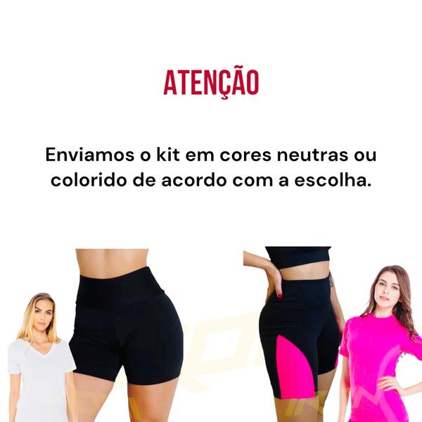 Imagem de Kit Short Legging Cós Alto + Camiseta Corrida Academia Fitness Dry PLT 383