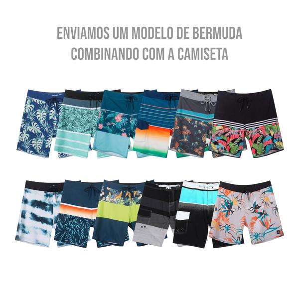 Imagem de Kit Shorts Bermuda Verão Tactel SURF + Camiseta Academia MASCULINO PROTEÇÃO UV SOLAR ML 857