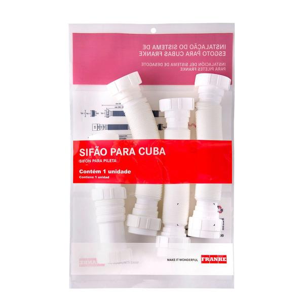 Imagem de Kit sifão triplo franke tubo extensivo branco p/ cubas 14859