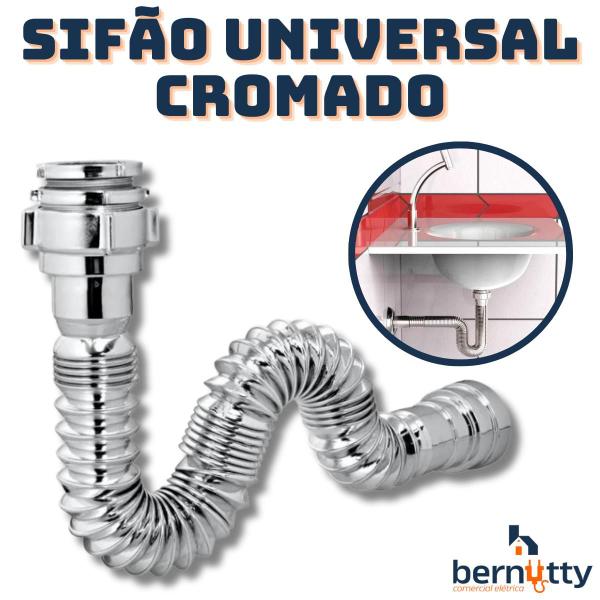 Imagem de Kit Sifão Universal Extensivo Cromado + Válvula Lavatório Click Up Cr