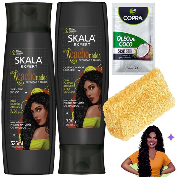 Imagem de Kit Skala Acachonados Shampoo Condicionador Oleo Coco Bucha