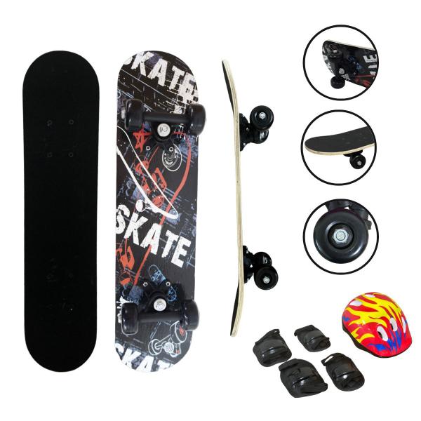 Imagem de Kit Skate Infantil 24 Completo + Acessórios Capacete Feminino Masculino Importway BW-013s