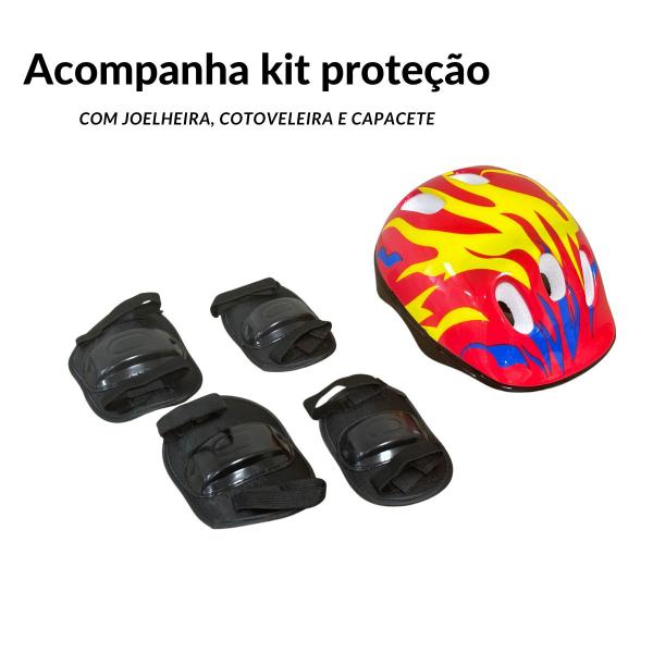 Imagem de Kit Skate Infantil 24 Completo + Acessórios Capacete Masculino Feminino Importway BW-013r Radical